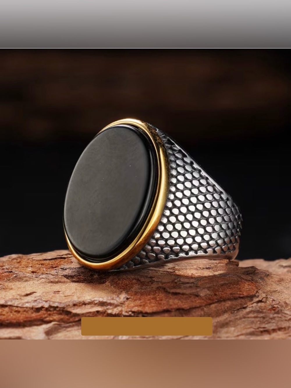 Natural Onyx Signet Ring 316L Stainless Steel
